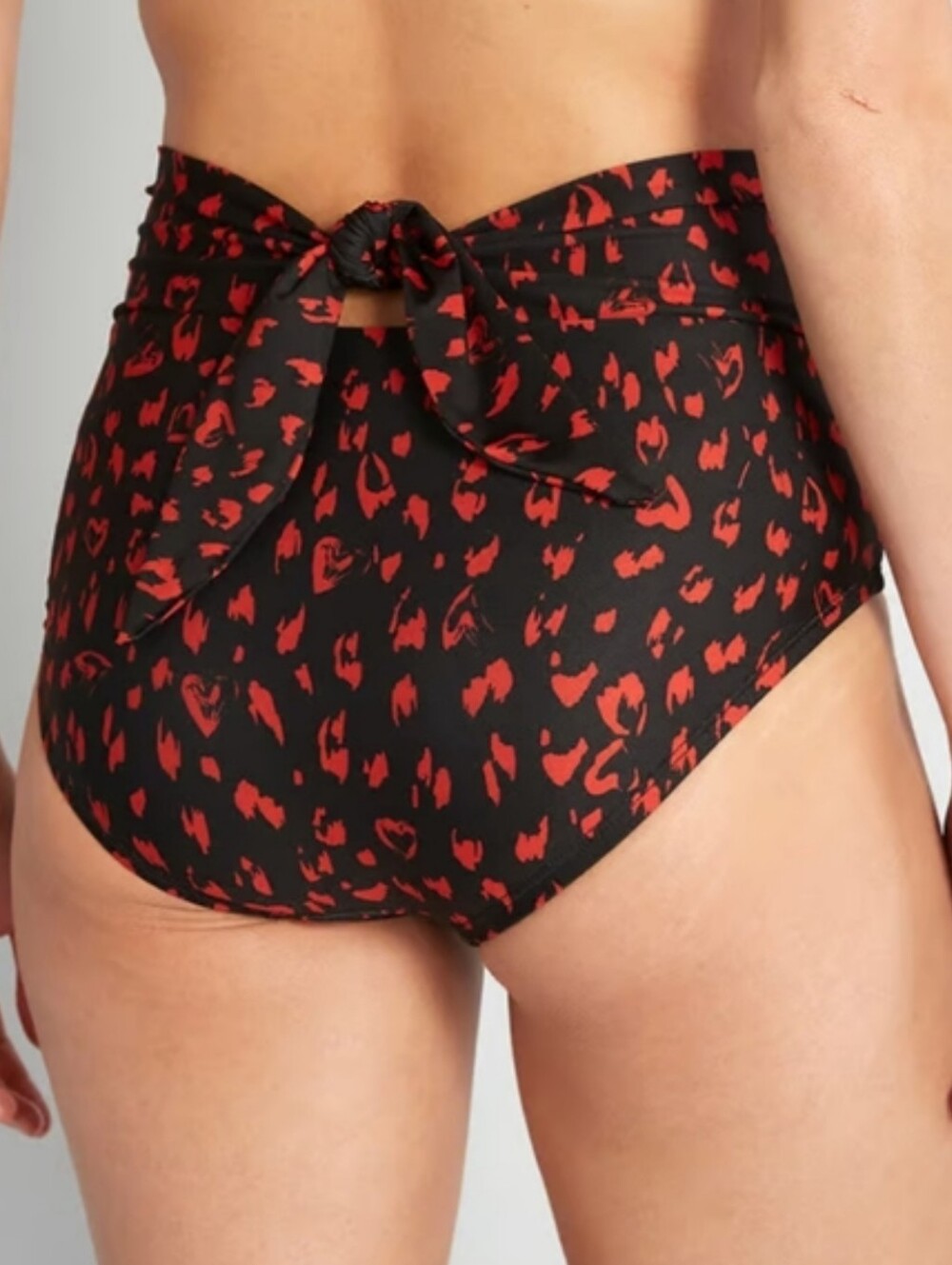 NWT Modcloth The Clarice High-Waisted Red and Black Cheetah Bikini Bottom